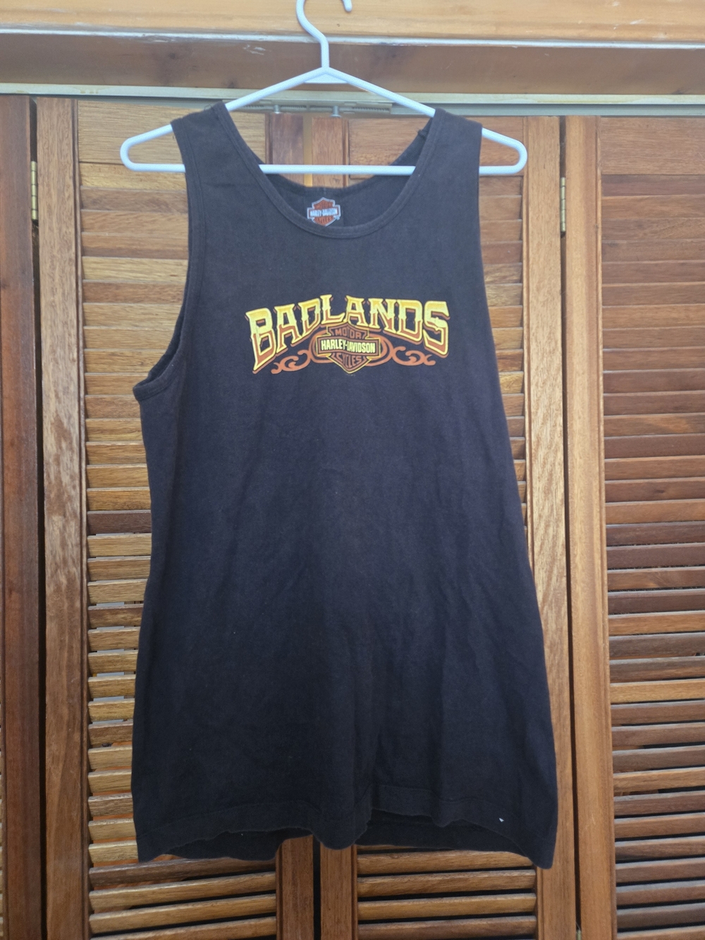 Harley-Davidson Black Tank with Yellow and Orange Badlands Logo